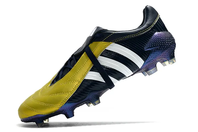 Adidas Predator নেভি গোল্ড চামড়া উপরের রিবড সাইড টেক্সচার ফার্ম-গ্রাউন্ড সকার জুতো 7