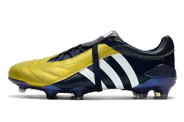 Adidas Predator নেভি গোল্ড চামড়া উপরের রিবড সাইড টেক্সচার ফার্ম-গ্রাউন্ড সকার জুতো 8