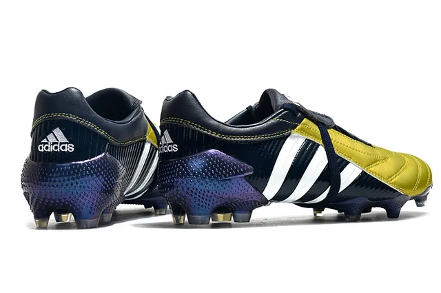 Adidas Predator নেভি গোল্ড চামড়া উপরের রিবড সাইড টেক্সচার ফার্ম-গ্রাউন্ড সকার জুতো 10
