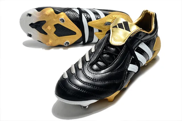 Adidas Predator নেভি গোল্ড চামড়া উপরের রিবড সাইড টেক্সচার ফার্ম-গ্রাউন্ড সকার জুতো 15