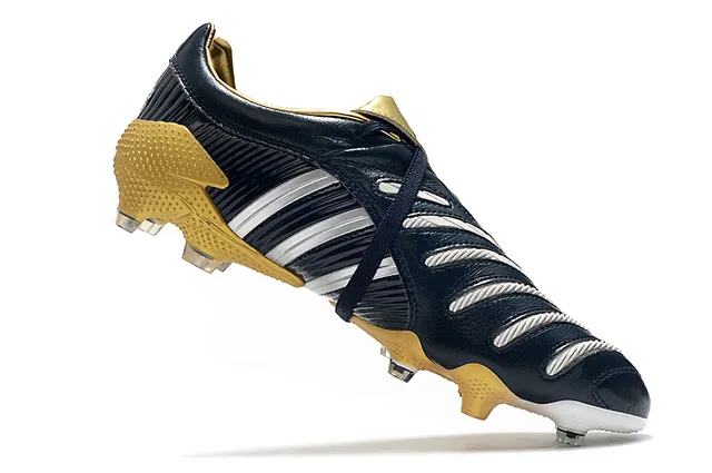 Adidas Predator নেভি গোল্ড চামড়া উপরের রিবড সাইড টেক্সচার ফার্ম-গ্রাউন্ড সকার জুতো 18