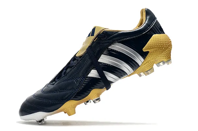 Adidas Predator নেভি গোল্ড চামড়া উপরের রিবড সাইড টেক্সচার ফার্ম-গ্রাউন্ড সকার জুতো 19