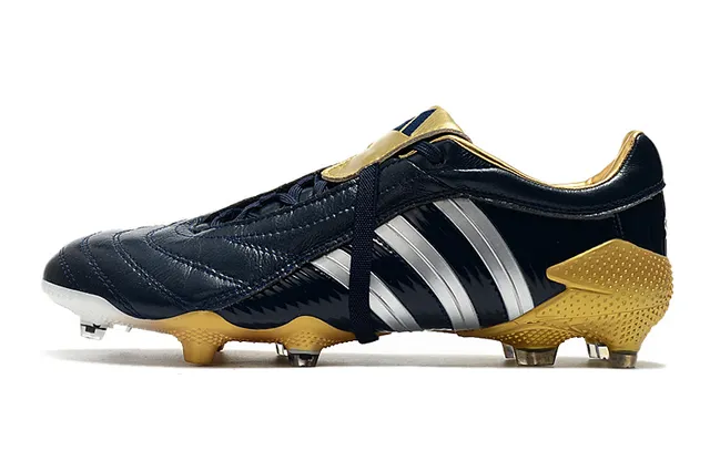 Adidas Predator নেভি গোল্ড চামড়া উপরের রিবড সাইড টেক্সচার ফার্ম-গ্রাউন্ড সকার জুতো 20