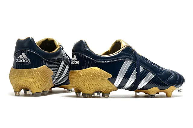 Adidas Predator নেভি গোল্ড চামড়া উপরের রিবড সাইড টেক্সচার ফার্ম-গ্রাউন্ড সকার জুতো 22