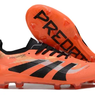 Adidas Predator Orange Black Low-Cut Synthetic Upper Three Stripes Firm-Ground Soccer Shoes