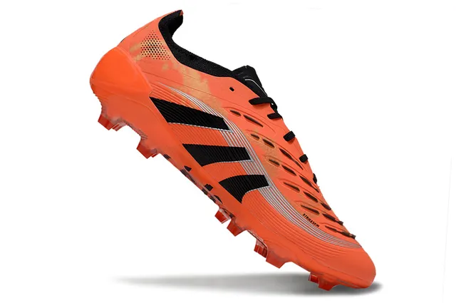Adidas Predator Orange Black Low-Cut Synthetic Upper Three Stripes Firm-Ground Soccer Shoes 2