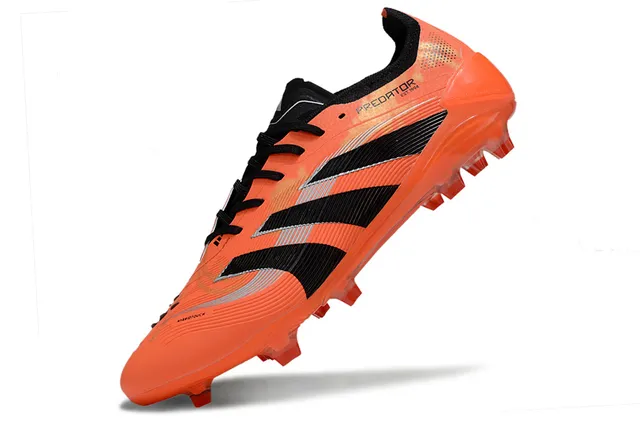 Adidas Predator Orange Black Low-Cut Synthetic Upper Three Stripes Firm-Ground Soccer Shoes 3