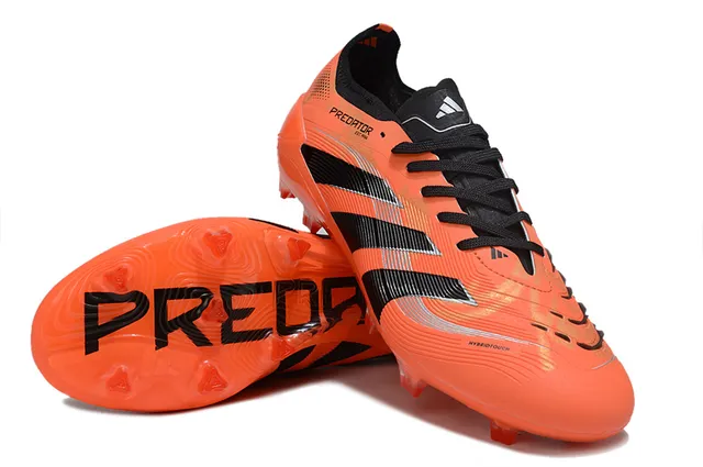Adidas Predator Orange Black Low-Cut Synthetic Upper Three Stripes Firm-Ground Soccer Shoes 4