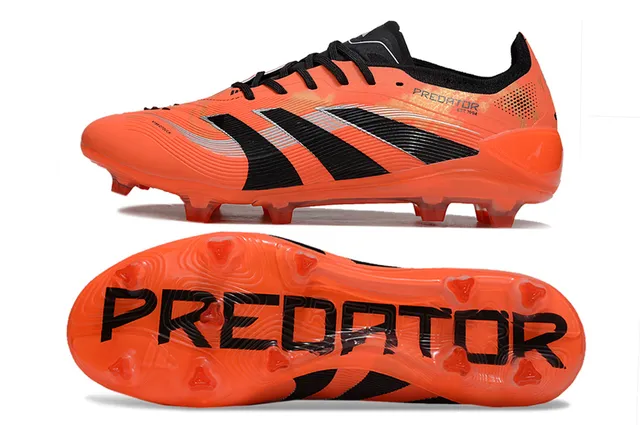 Adidas Predator Orange Black Low-Cut Synthetic Upper Three Stripes Firm-Ground Soccer Shoes 6