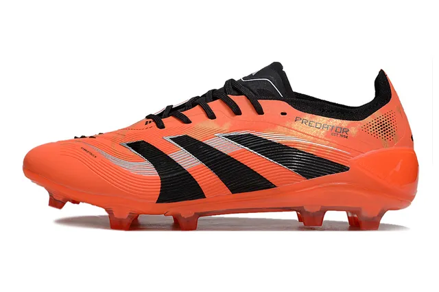 Adidas Predator Orange Black Low-Cut Synthetic Upper Three Stripes Firm-Ground Soccer Shoes 7