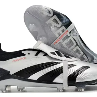 Adidas Predator Silver Black Laceless Firm-Ground Soccer Shoes