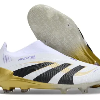 Adidas Predator White Black Gold Firm-Ground Soccer Shoes