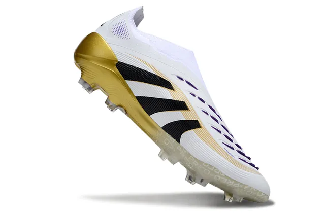Adidas Predator White Black Gold Firm-Ground Soccer Shoes 2
