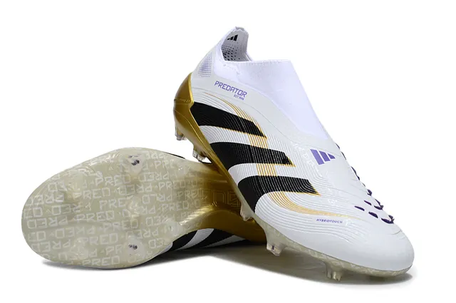 Adidas Predator White Black Gold Firm-Ground Soccer Shoes 4
