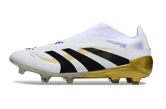 Adidas Predator White Black Gold Firm-Ground Soccer Shoes 7
