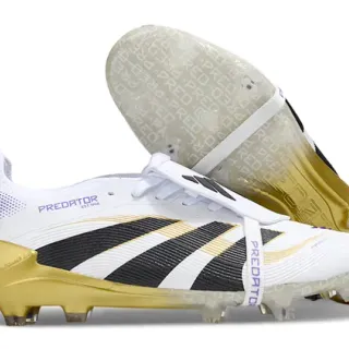 Adidas Predator White Gold Heel Counter And Outsole Molded Studs Firm-Ground Soccer Shoes