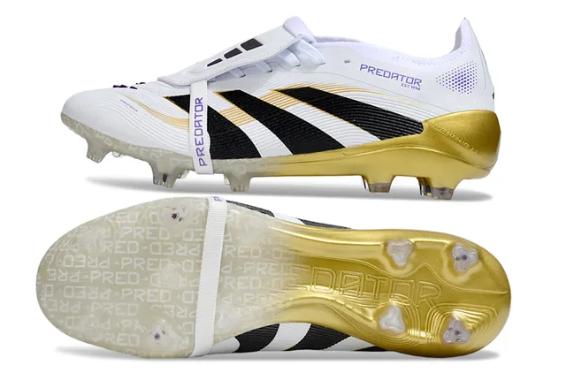 Adidas Predator White Gold Heel Counter And Outsole Molded Studs Firm-Ground Soccer Shoes 6