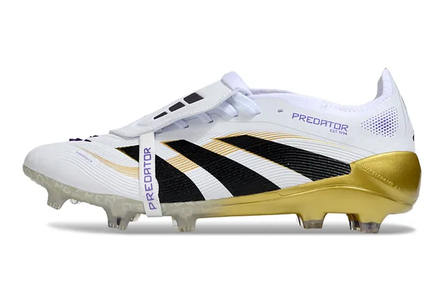 Adidas Predator White Gold Heel Counter And Outsole Molded Studs Firm-Ground Soccer Shoes 7