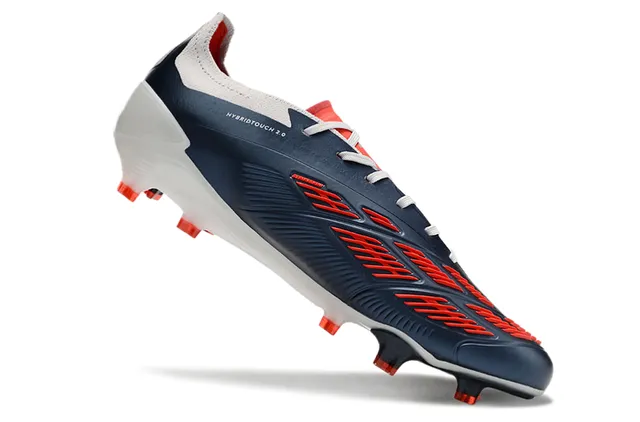 Adidas Predator White Navy Low-Cut Sock-Fit Collar Firm-Ground Soccer Shoes 2
