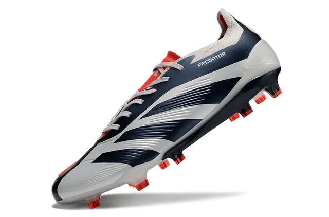 Adidas Predator White Navy Low-Cut Sock-Fit Collar Firm-Ground Soccer Shoes 3