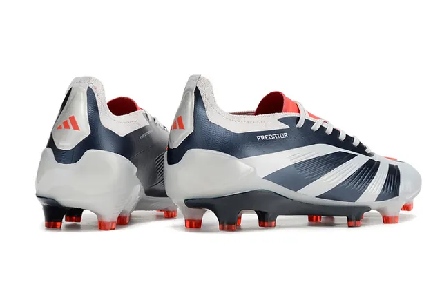 Adidas Predator White Navy Low-Cut Sock-Fit Collar Firm-Ground Soccer Shoes 5