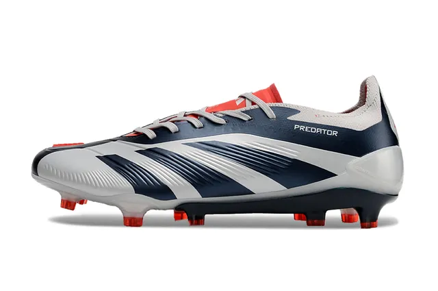 Adidas Predator White Navy Low-Cut Sock-Fit Collar Firm-Ground Soccer Shoes 7