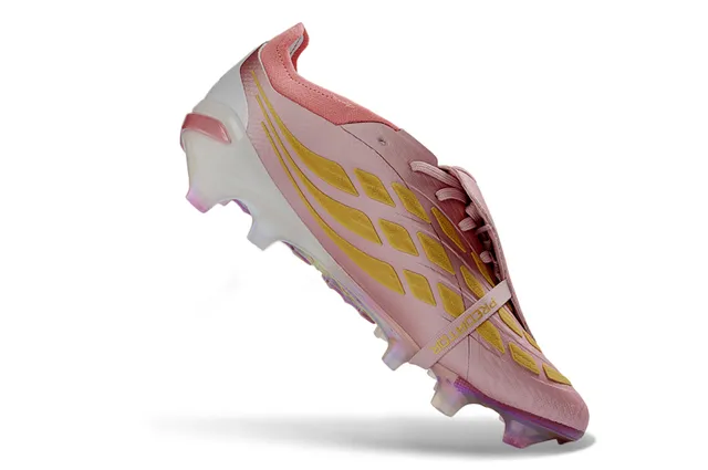 Adidas Predator White Pink Laceless Low-Cut Upper Iridescent Holographic Heel Cage Firm-Ground Soccer Shoes 2