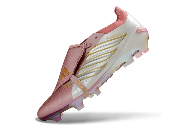 Adidas Predator White Pink Laceless Low-Cut Upper Iridescent Holographic Heel Cage Firm-Ground Soccer Shoes 3