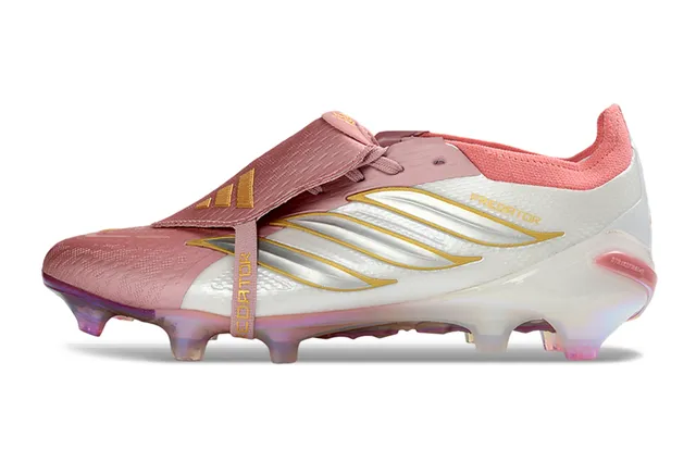 Adidas Predator White Pink Laceless Low-Cut Upper Iridescent Holographic Heel Cage Firm-Ground Soccer Shoes 7