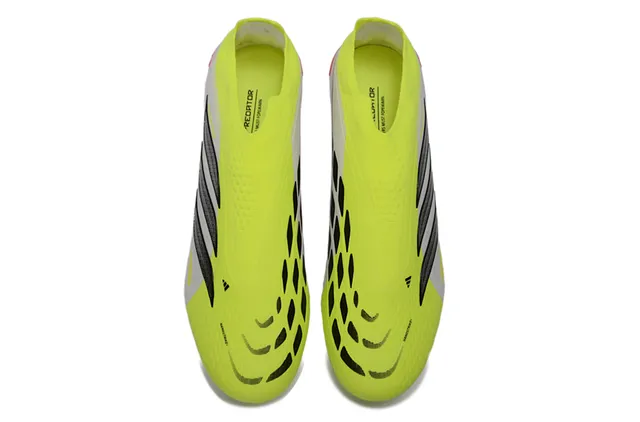 Adidas Predator Yellow White Lacingless Knit Upper Asymmetrical Collar Firm-Ground Soccer Shoes 11