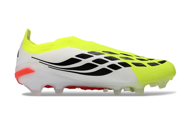 Adidas Predator Yellow White Lacingless Knit Upper Asymmetrical Collar Firm-Ground Soccer Shoes 16