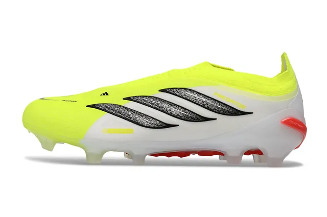 Adidas Predator Yellow White Lacingless Knit Upper Asymmetrical Collar Firm-Ground Soccer Shoes 17