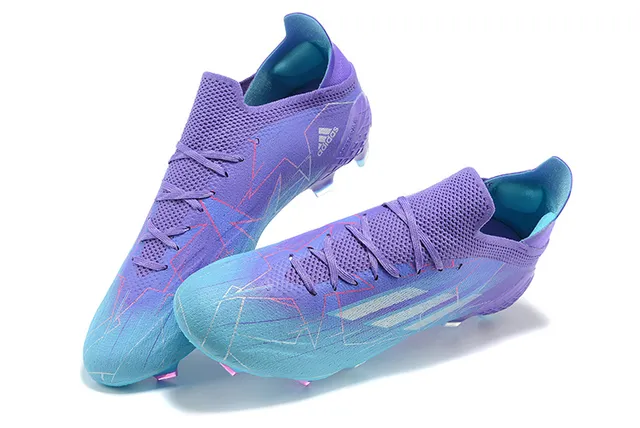 Adidas Purple Blue Low-Cut Sock-Fit Collar Gradient Upper Firm-Ground Soccer Shoes 2