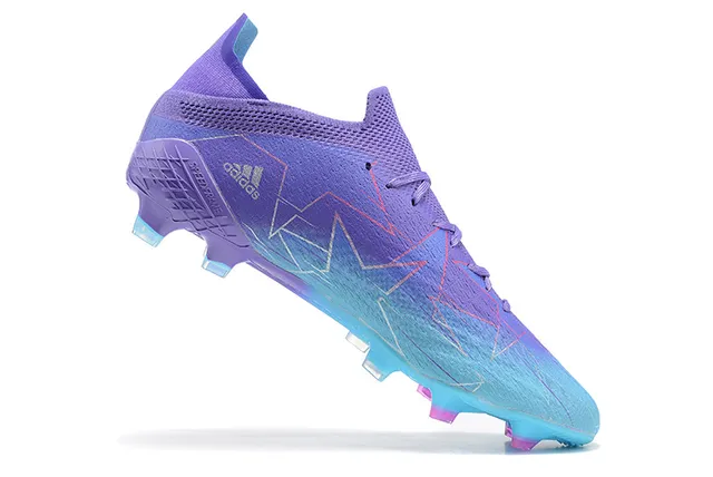 Adidas Purple Blue Low-Cut Sock-Fit Collar Gradient Upper Firm-Ground Soccer Shoes 3