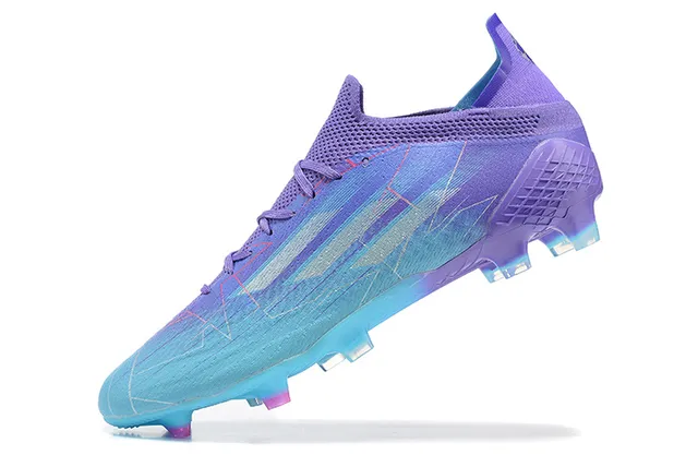 Adidas Purple Blue Low-Cut Sock-Fit Collar Gradient Upper Firm-Ground Soccer Shoes 4