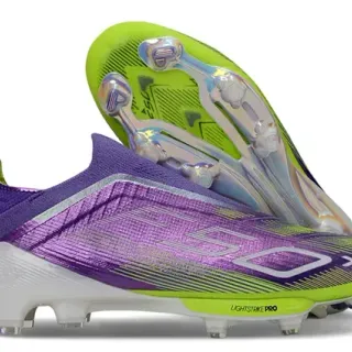 Adidas Purple Green Low-Cut Sock-Fit Upper Iridescent Silver Overlay Firm-Ground Soccer Shoes
