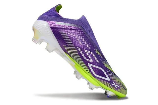 Adidas Purple Green Low-Cut Sock-Fit Upper Iridescent Silver Overlay Firm-Ground Soccer Shoes 2