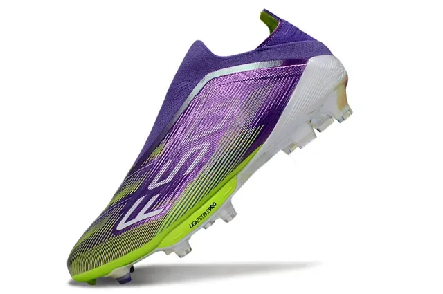 Adidas Purple Green Low-Cut Sock-Fit Upper Iridescent Silver Overlay Firm-Ground Soccer Shoes 3