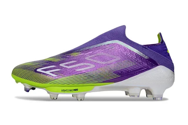 Adidas Purple Green Low-Cut Sock-Fit Upper Iridescent Silver Overlay Firm-Ground Soccer Shoes 7