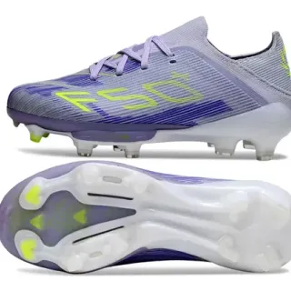 Adidas Purple Green Sock-Fit Collar Synthetic Knit Upper Firm-Ground Soccer Shoes