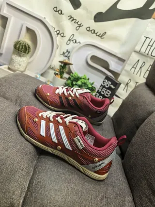 Adidas Red White Lightweight Mesh Three-Stripe Branding Lifestyle Sneakers 7