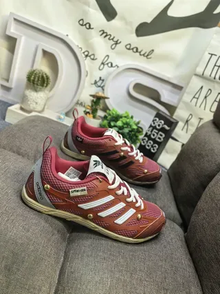 Adidas Red White Lightweight Mesh Three-Stripe Branding Lifestyle Sneakers 9