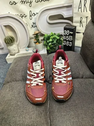 Adidas Red White Lightweight Mesh Three-Stripe Branding Lifestyle Sneakers 10