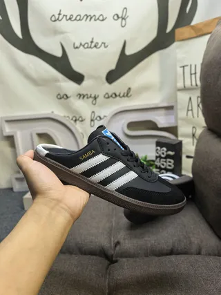 Adidas Samba Black and White Suede Backless Mule Casual Shoes 5