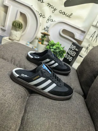 Adidas Samba Black and White Suede Backless Mule Casual Shoes 9