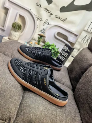 Adidas Samba Black Woven Upper Gum Sole Lifestyle Sneakers 7