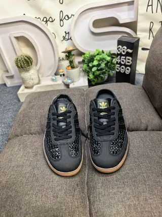 Adidas Samba Black Woven Upper Gum Sole Lifestyle Sneakers 10