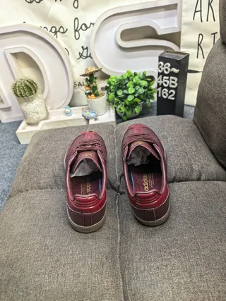 Adidas Samba Burgundy Gold Leather Upper Gum Rubber Sole Lifestyle Sneakers 8