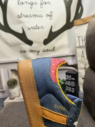 Adidas Samba Denim-Blue Yellow Red Grid Lifestyle Sneakers 3