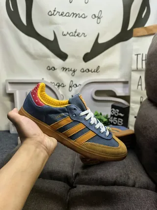Adidas Samba Denim-Blue Yellow Red Grid Lifestyle Sneakers 5